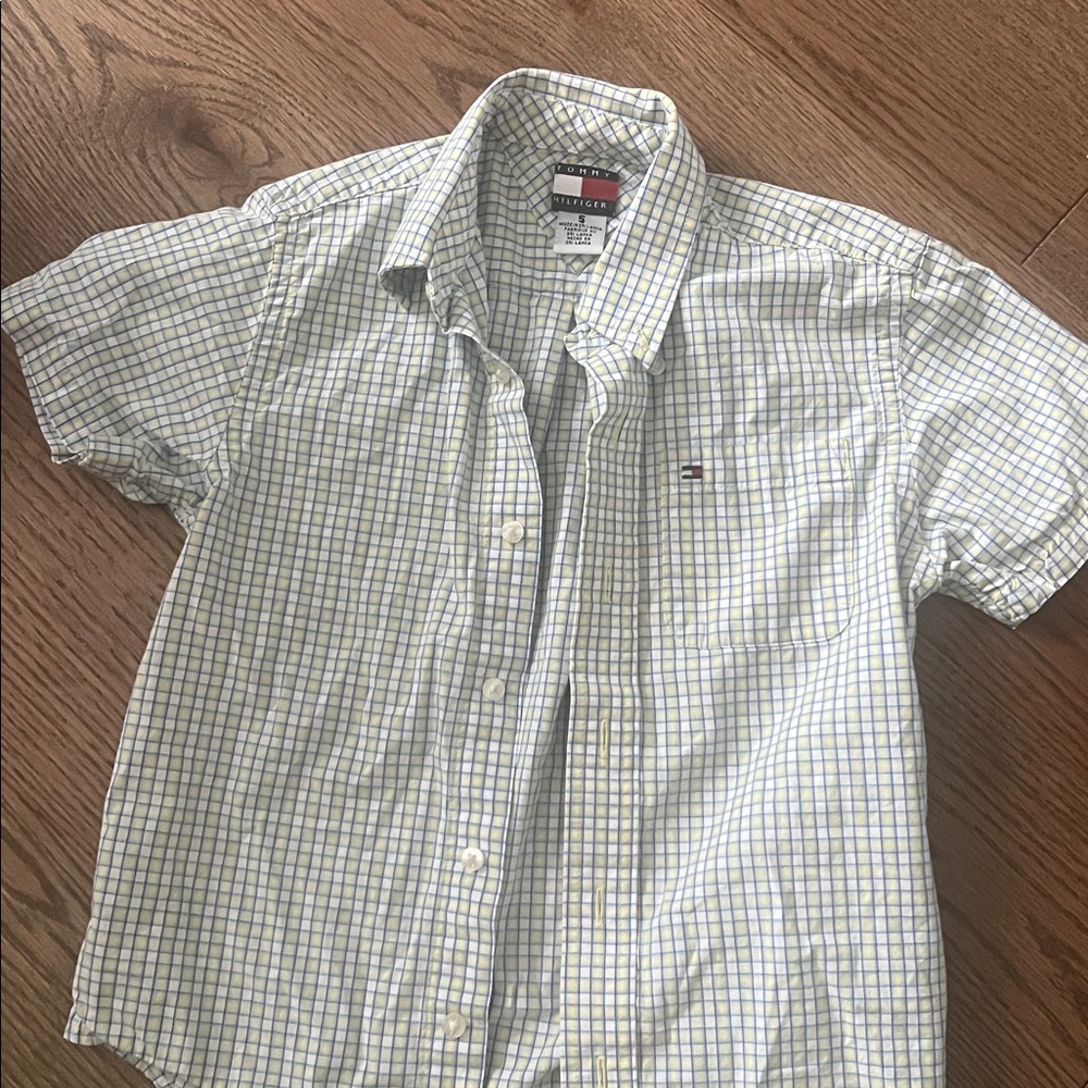 Tommy Hilfiger Checkered Short Sleeve Shirt - White and Blue - Picture 3 of 5